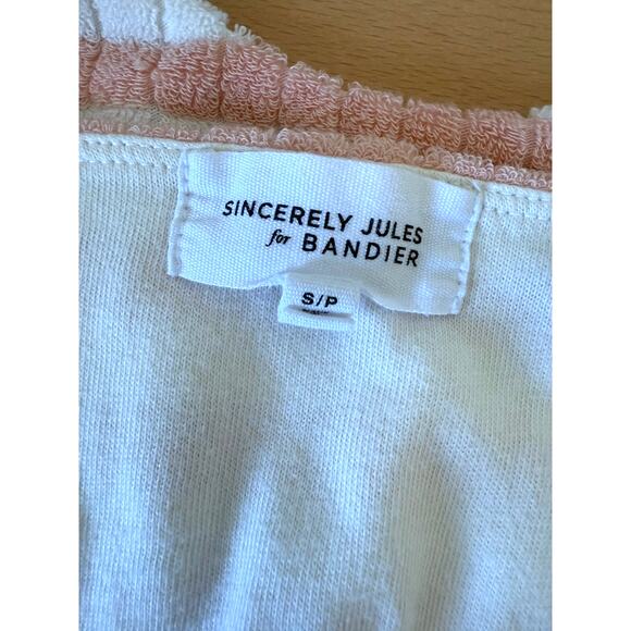 Sincerely Jules for Bandier Pink & White Terry Cloth Shorts/ Top Set Size Small - Picture 5 of 5
